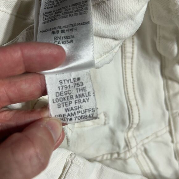 Mother Skinny Jeans Womens 28 The Looker Ankle Step Fray Cream Puffs Raw Hem - Picture 8 of 15